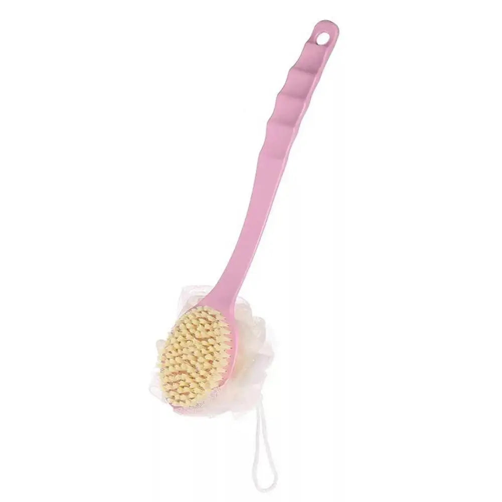 Two-Sided Silicone Shower Body Brush with Long Handle for Exfoliating