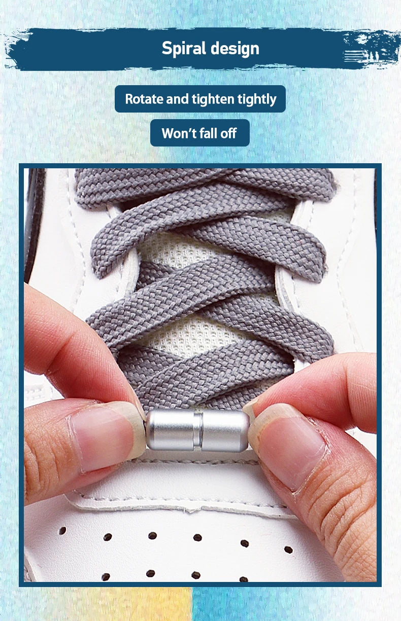Automatic Flat No Tie Shoelaces with Swivel Buckle for Sneakers Adults Kids