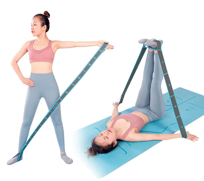 Elastic Yoga Stretching Strap with Loops for Ballet, Dance, Pilates