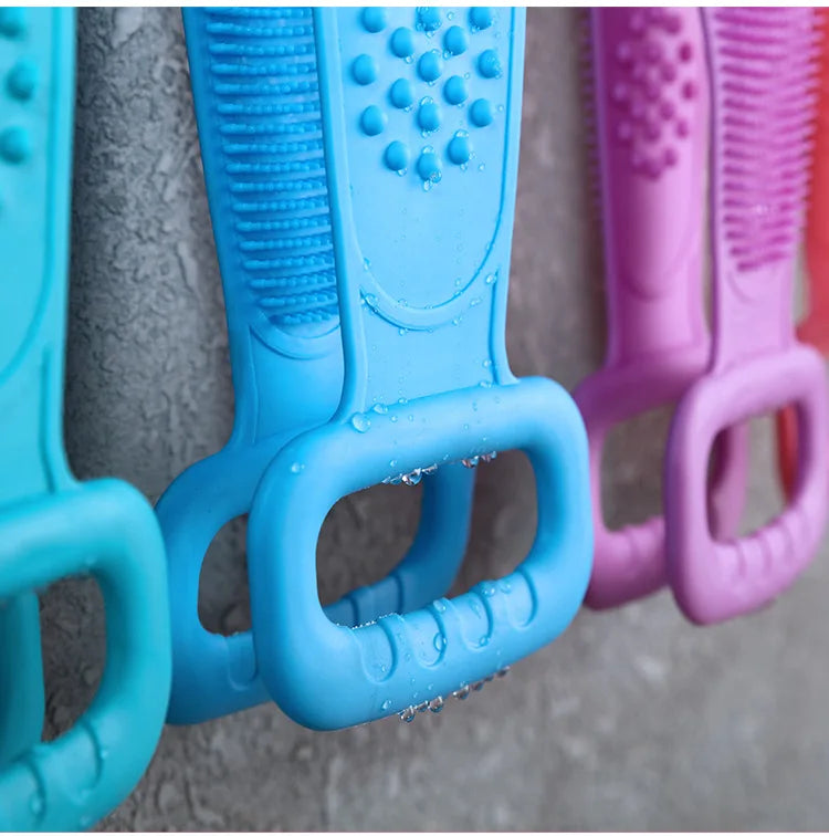 Silicone Bath Scrubber Exfoliating Brush Back Cleaner Body Strap Accessory