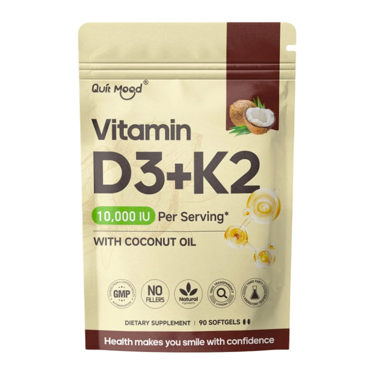 Vitamin D3 and K2 Soft Capsules for Daily Routines, 60 Count