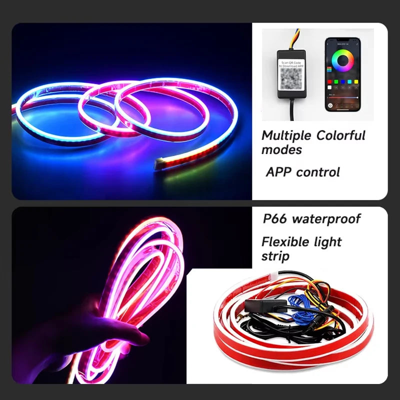 LED Neon Strip Running Lights for 12V Car - APP Control Multi-function