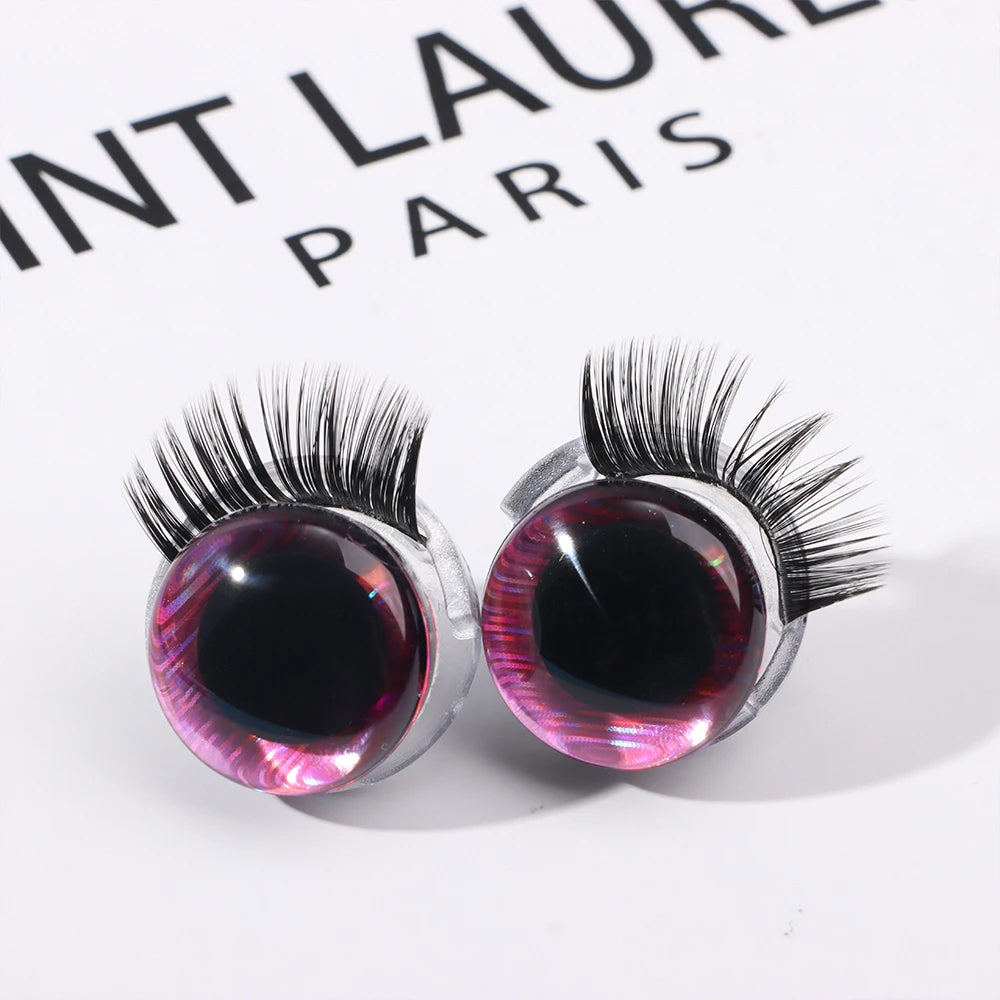 3D Glitter Doll Safety Eyes 20MM with Eyelash for Crochet Toys 1 Pair