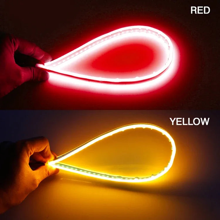 12V LED Guide Strip Headlight Bulbs - 2Pcs Sequential DRL Turn Signal Lights