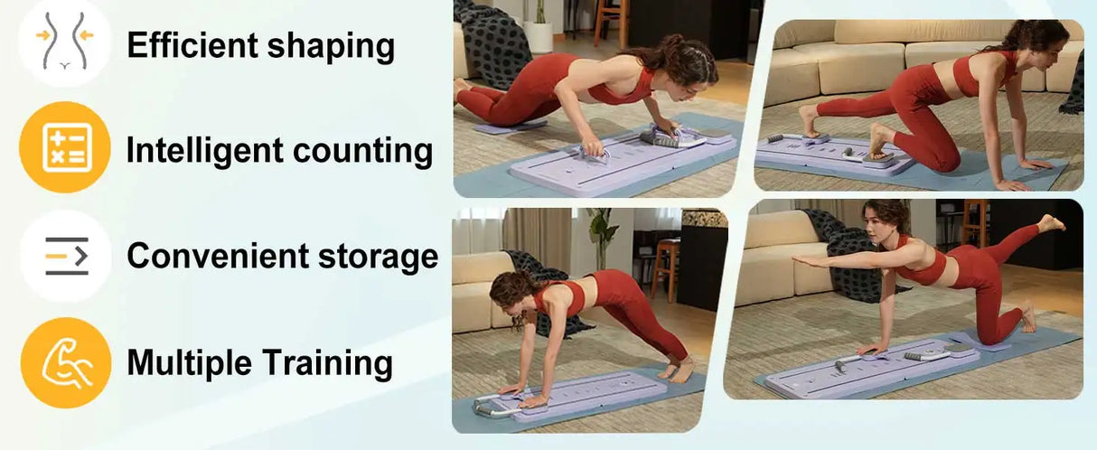 Multi-Functional Pilates Board with Resistance Bands for Home Fitness