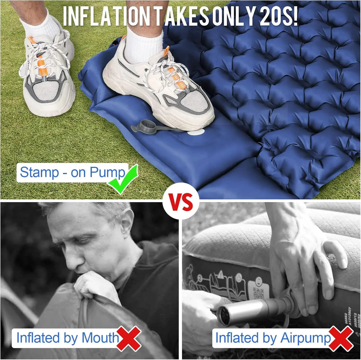 Inflatable Camping Mattress Pad with Pillows - Ultralight Air Mat
