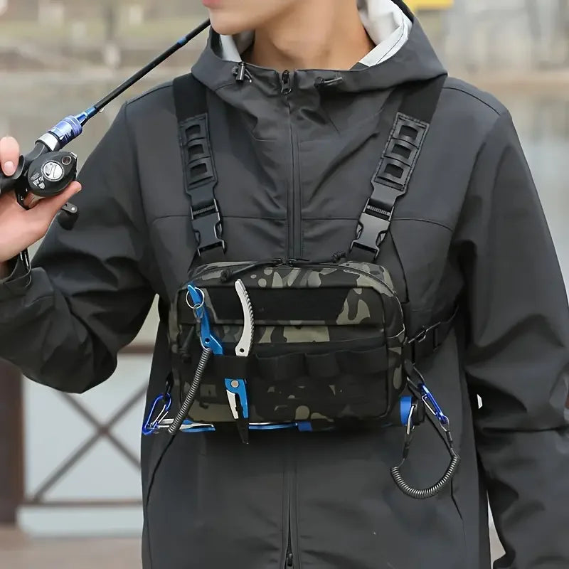 Camo Fishing Vest Bag Utility Tackle Chest Pack for Outdoor Activities