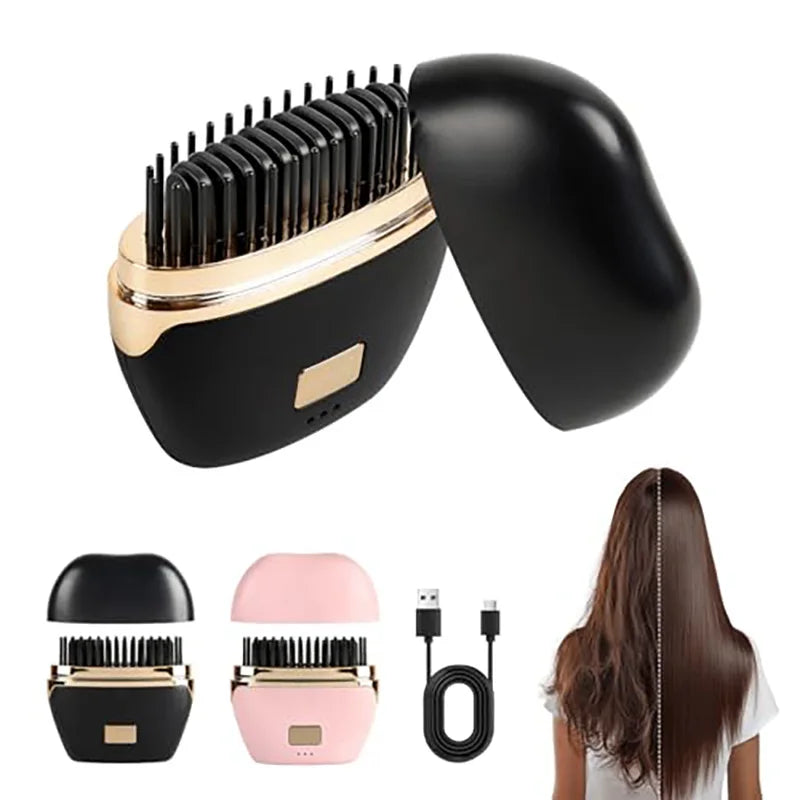 Wireless Mini Hair Straightener Brush, Rechargeable for Travel Gift