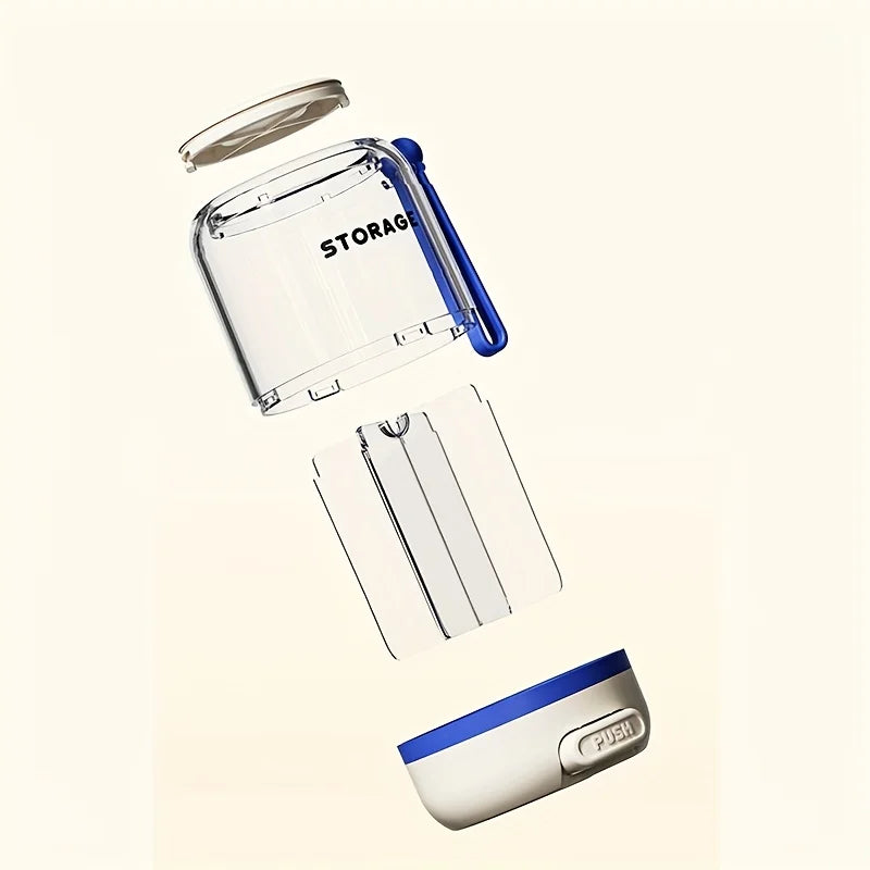 Portable Pill Divider Bottle, 4-Compartment Vitamin Storage Box