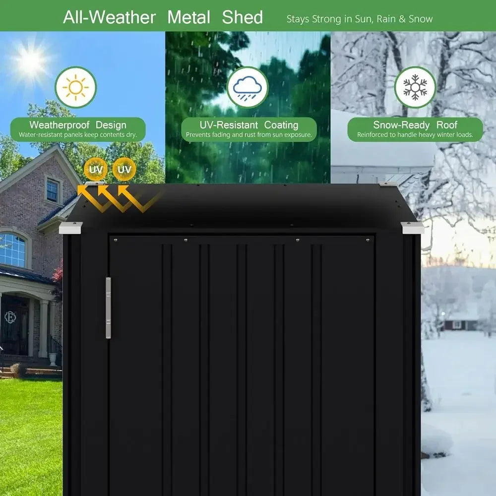 Lockable Metal Storage Shed 22-Foot Outdoor Tool Cabinet, Black