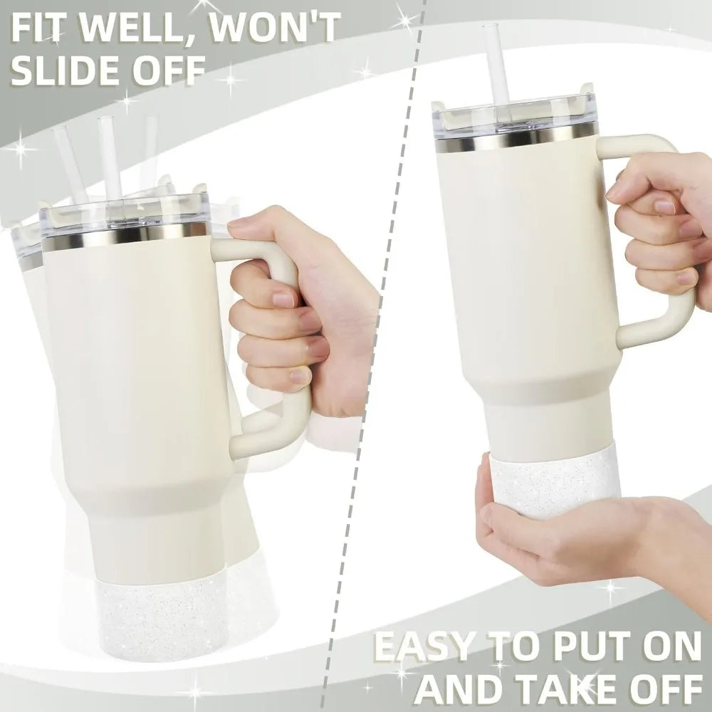 Glitter Silicone Cup Sleeves for Stanley Tumblers, 12-24OZ, 1/6PCS