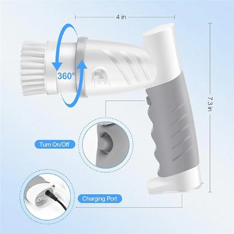 5 In 1 Electric Bath Brush Silicone Handheld Exfoliating Tool USB Waterproof