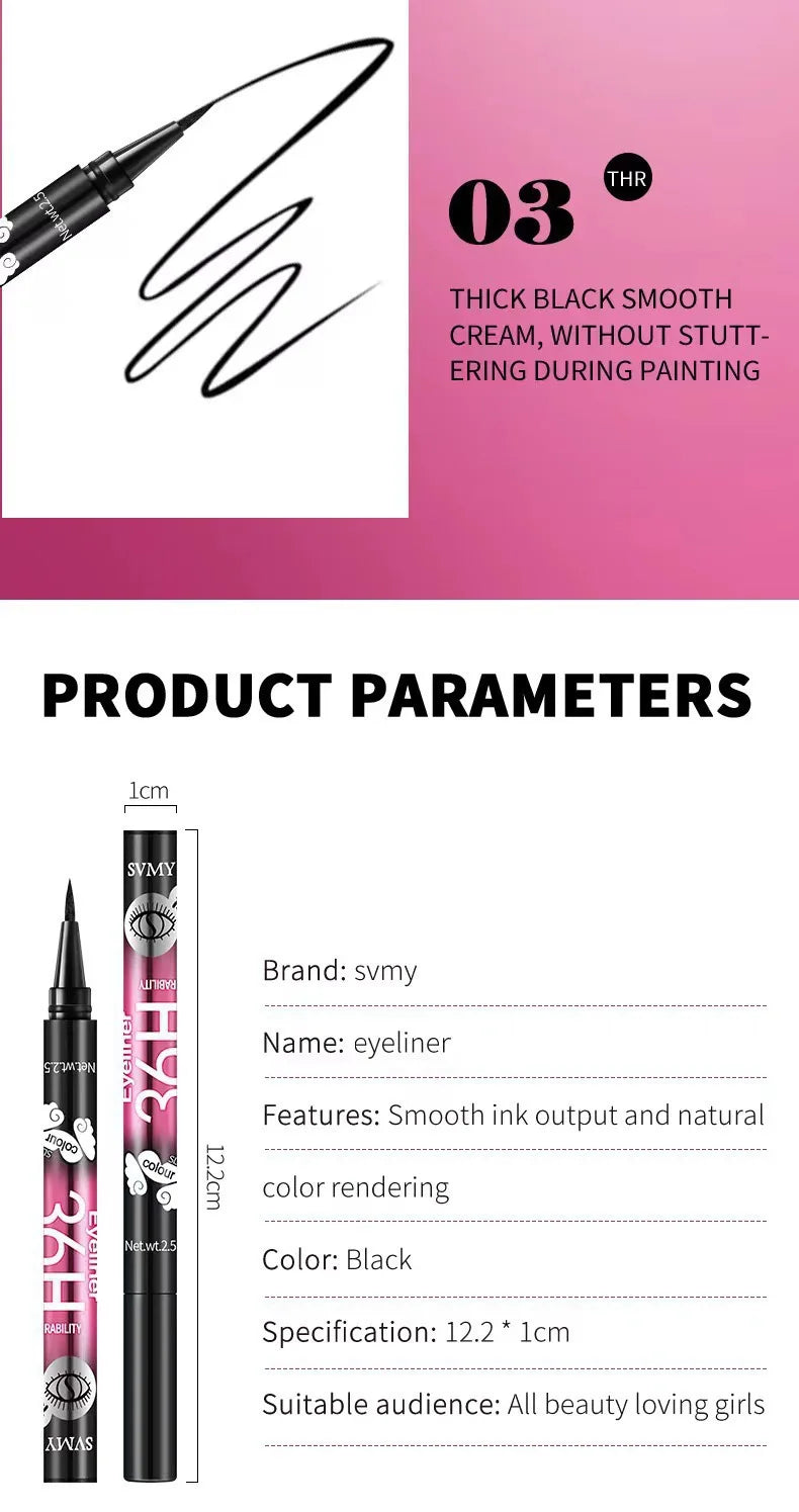 Black Liquid Eyeliner 12-Pack, Long-Lasting Waterproof Makeup Set