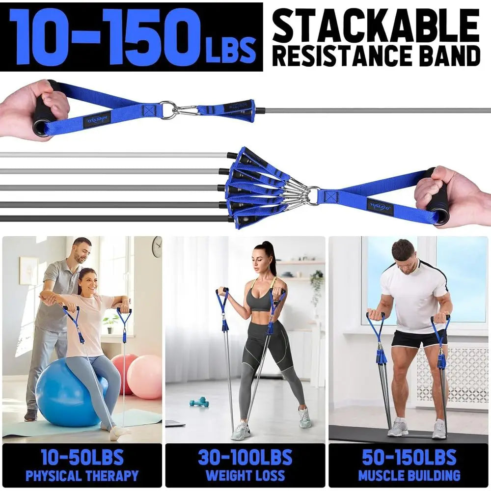 Exercise Bands Kit with Handles, Door Anchor, Ankle Straps for Fitness