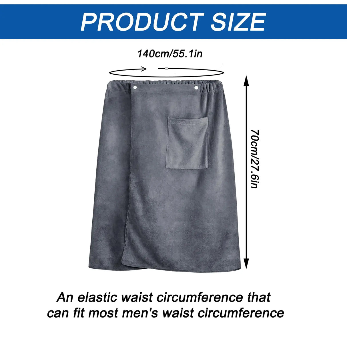 Men's Sauna Kilt Adjustable 70x140cm Quick-Dry Towel for Spa Gym