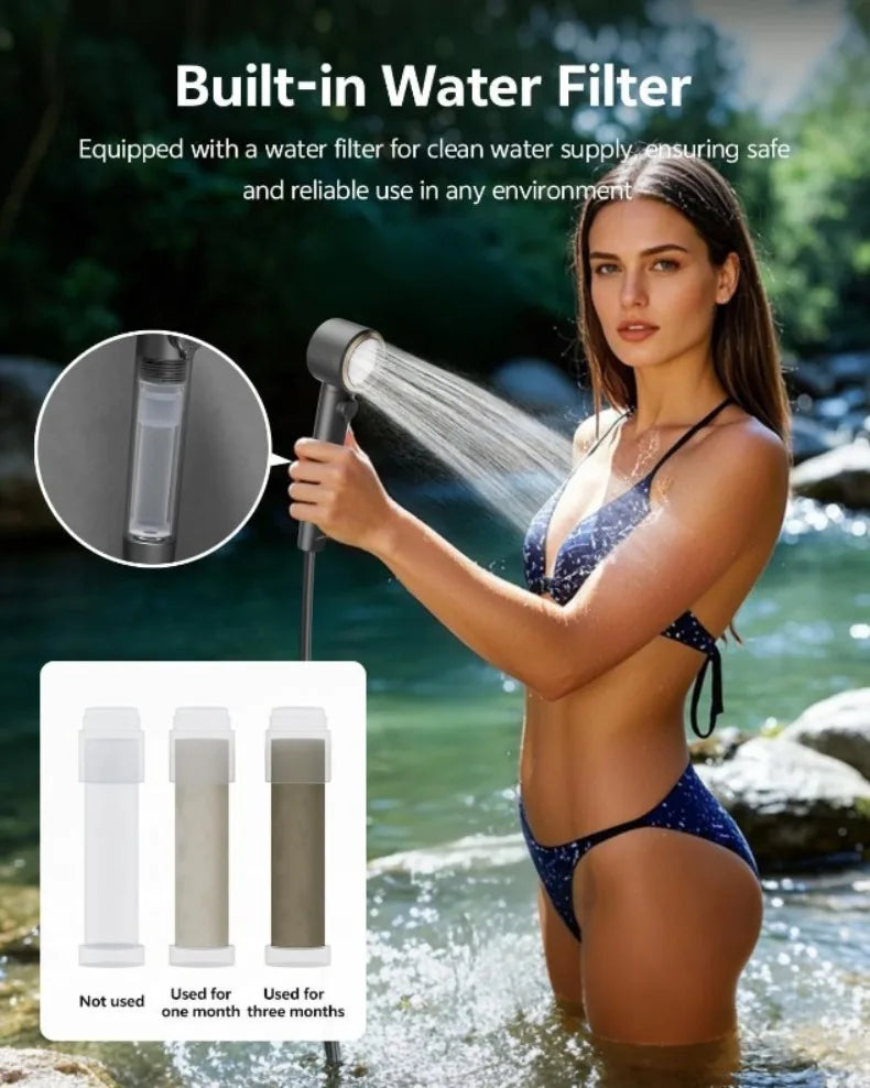 Portable Camping Shower Set with 20L Bucket and Rechargeable Shower Head