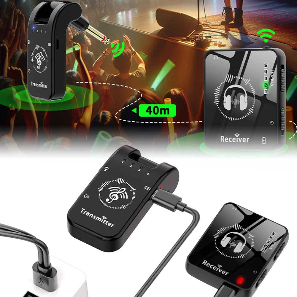Wireless In-Ear Monitor System Rechargeable 10H Battery Live for Performance