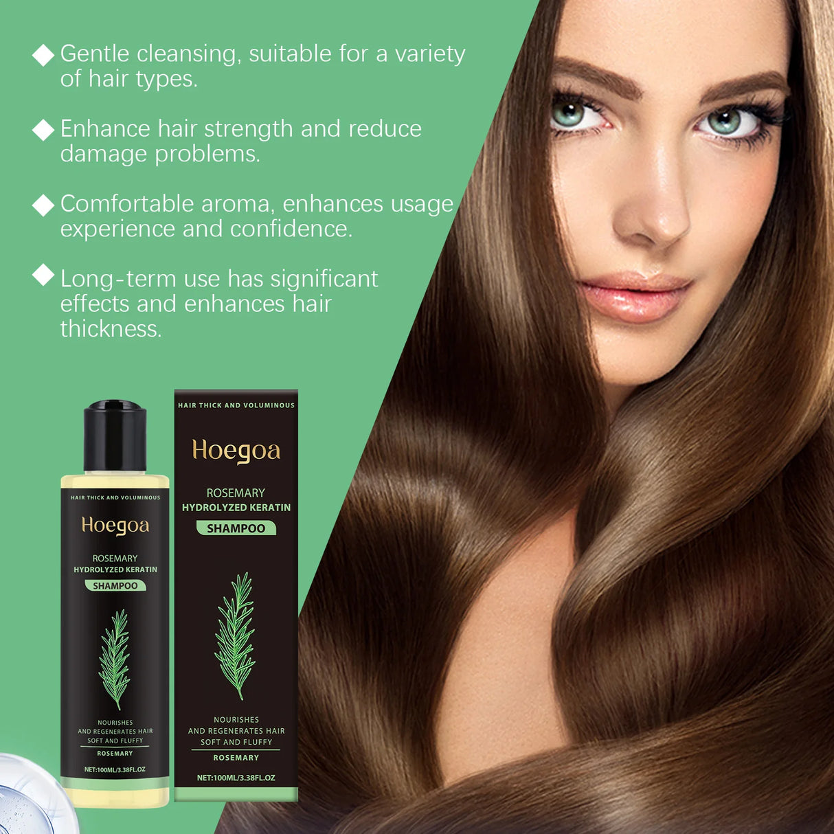 Hoegoa Rosemary Hair Growth Shampoo 3pcs Hydrolyzed Keratin Moisturizing Repair