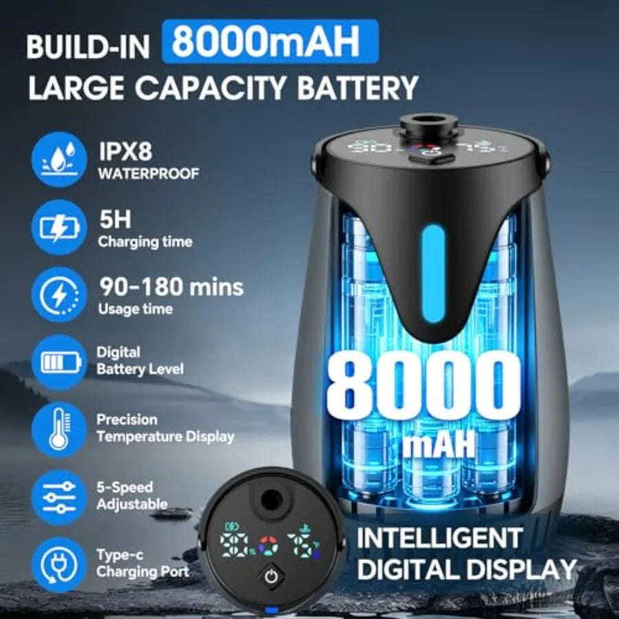 Portable Camping Shower with Rechargeable Battery and LED Display