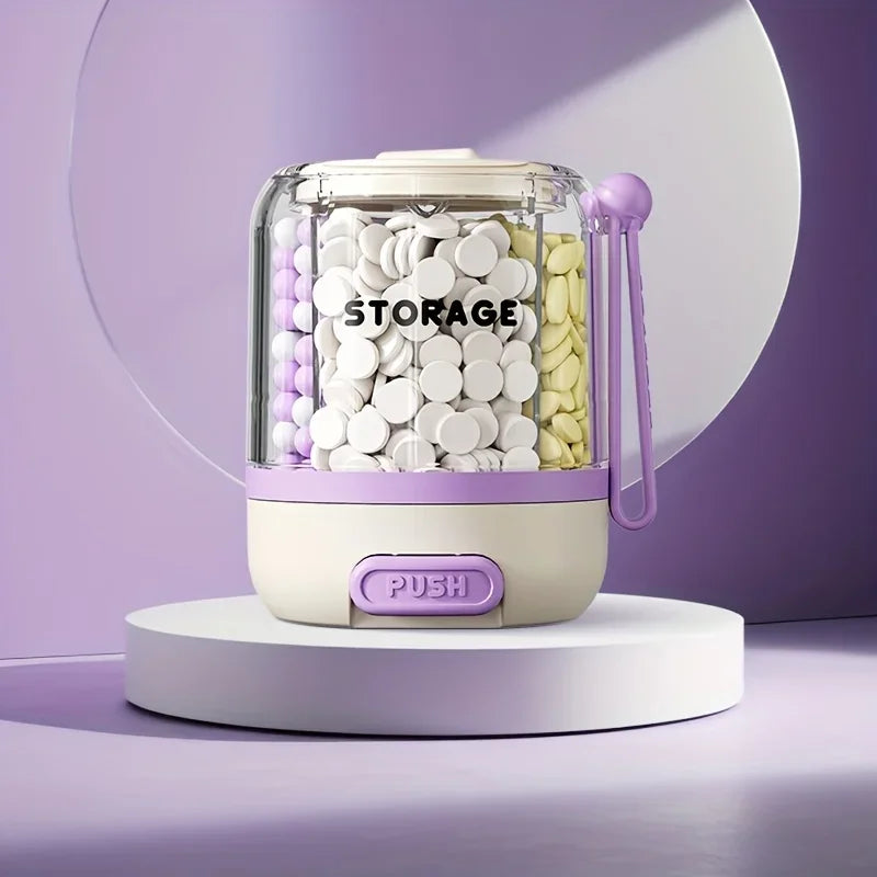 Portable Pill Divider Bottle, 4-Compartment Vitamin Storage Box