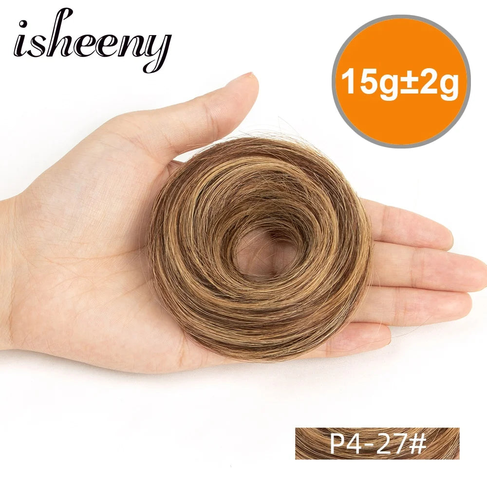 Messy Human Hair Buns Hairpieces in Natural Colors, 15g Each