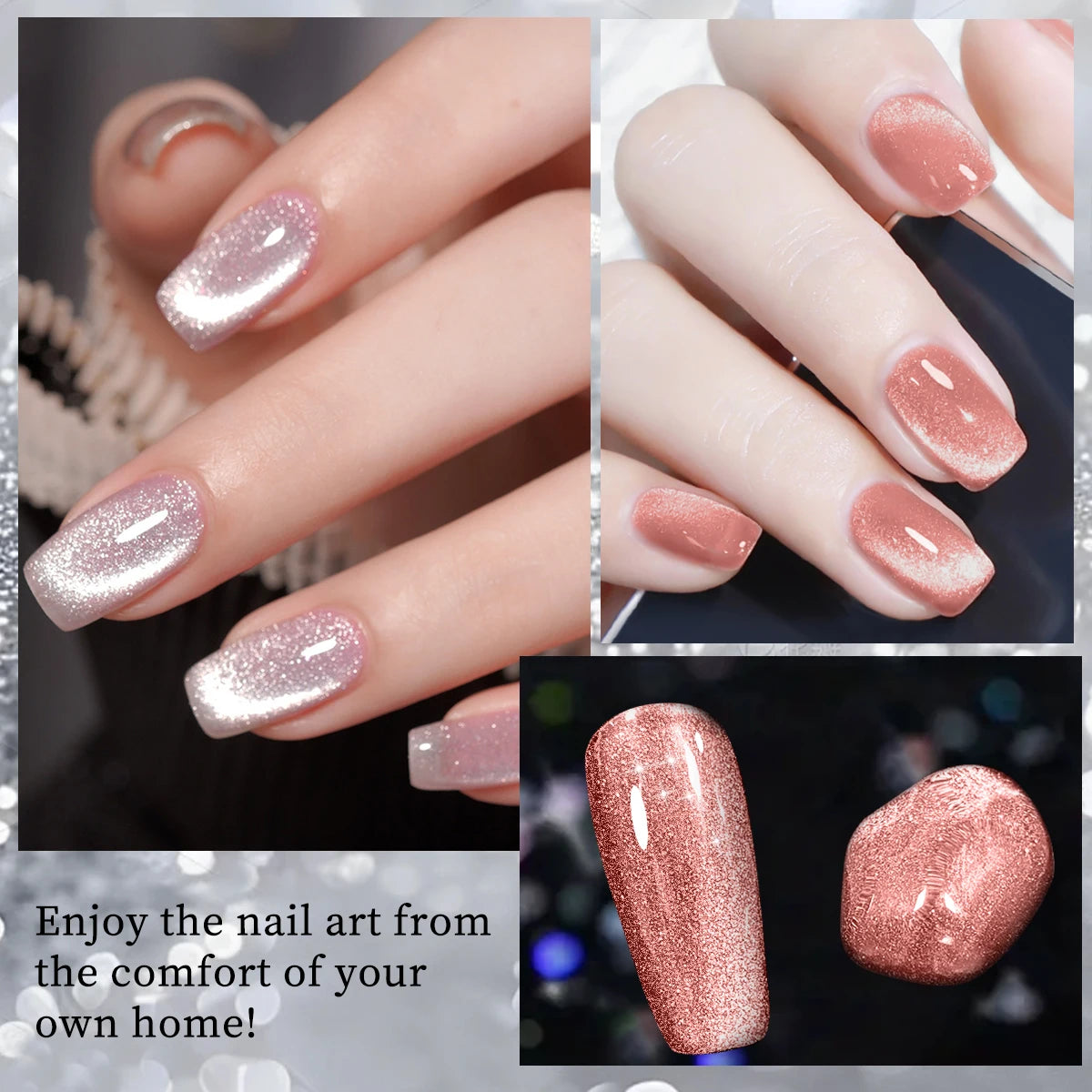Cat's Eye Magnetic Nail Gel Set - 6 Colors, UV LED Soak Off, Odorless
