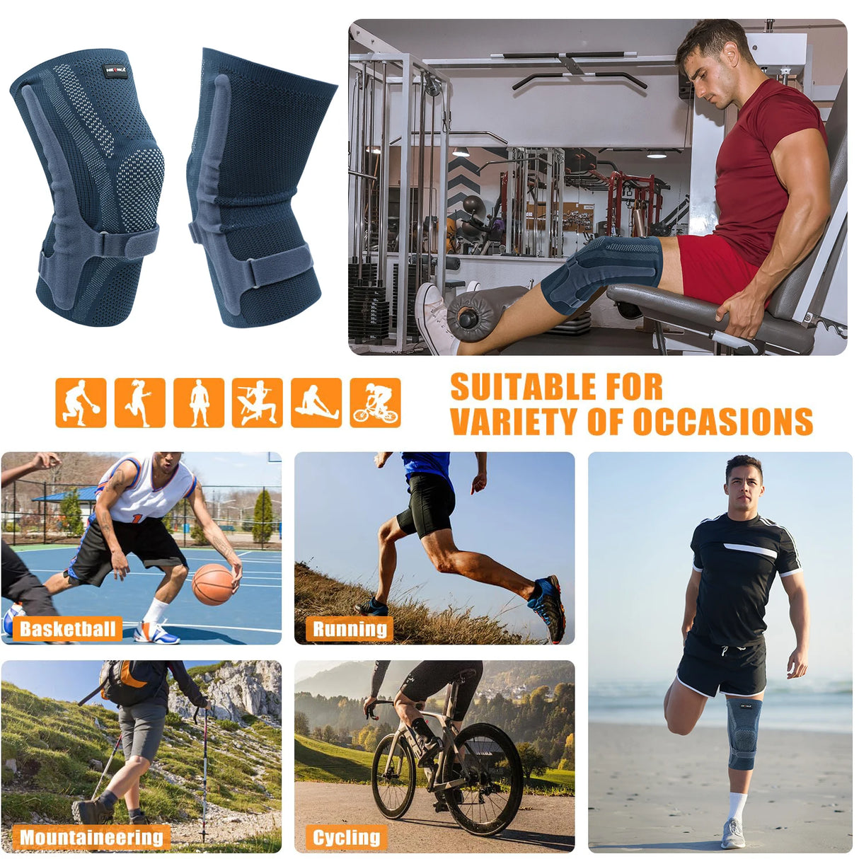 NEENCA Knee Brace with Patella Pad & Side Stabilizers for Sports & Daily Support