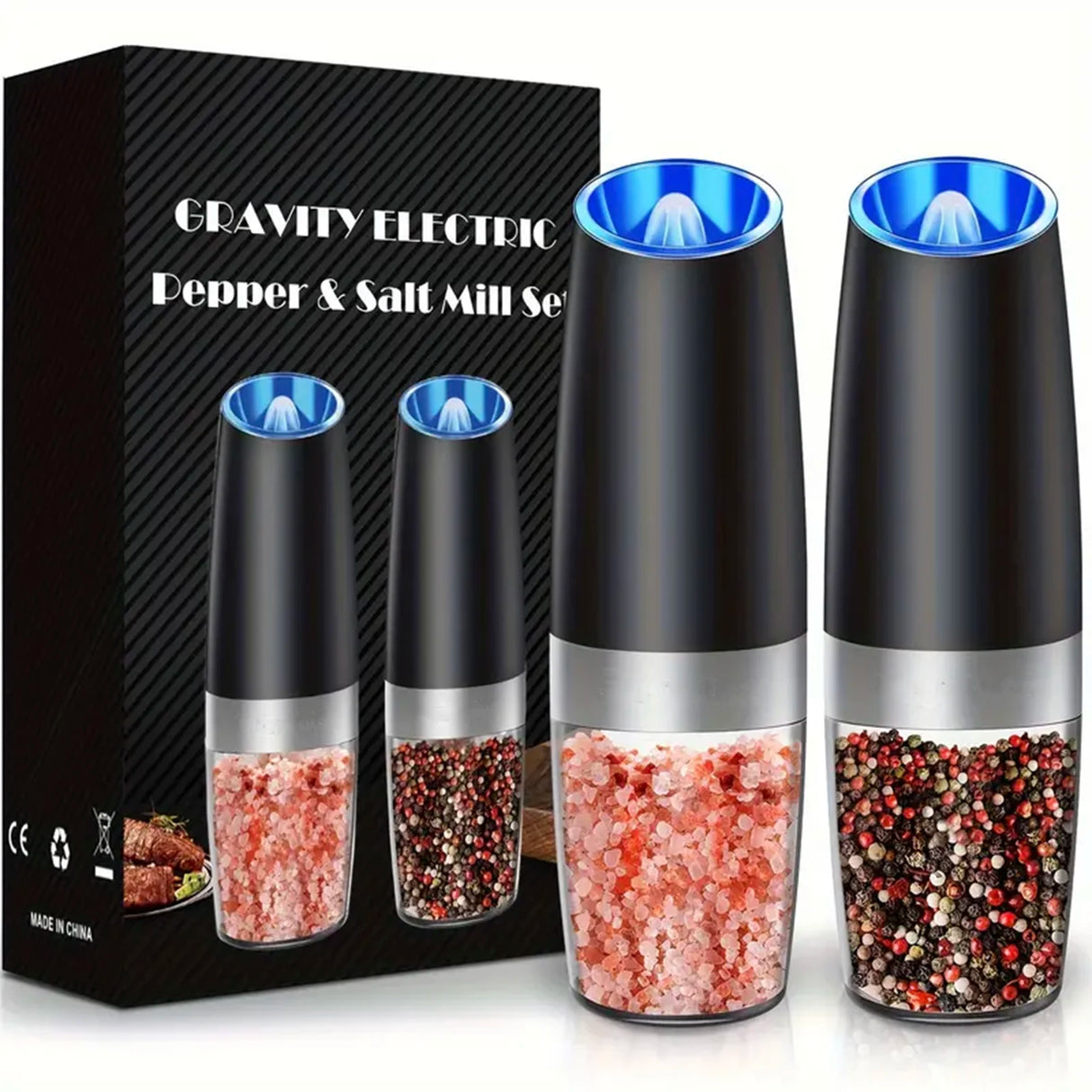 Gravity Electric Salt and Pepper Mill, Battery Powered, Adjustable Coarseness
