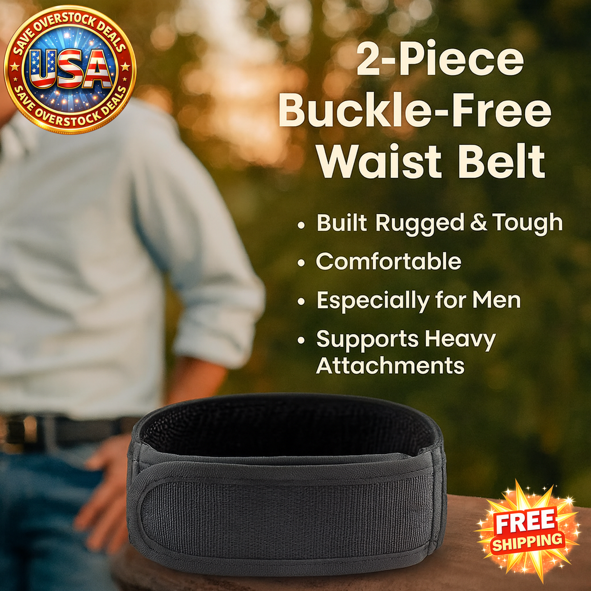 Buckle-Free Elastic Belts for Men - 2pc Comfortable Stylish Waist Belts