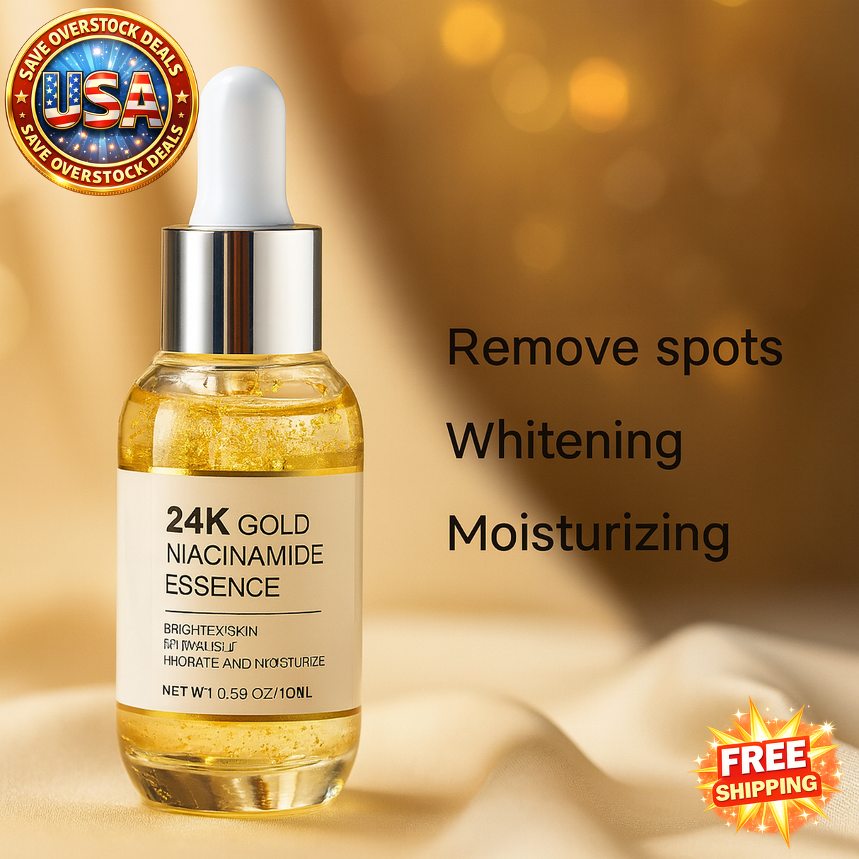 24K Gold Face Serum Niacinamide Hyaluronic Acid Anti-Wrinkle Skin Care