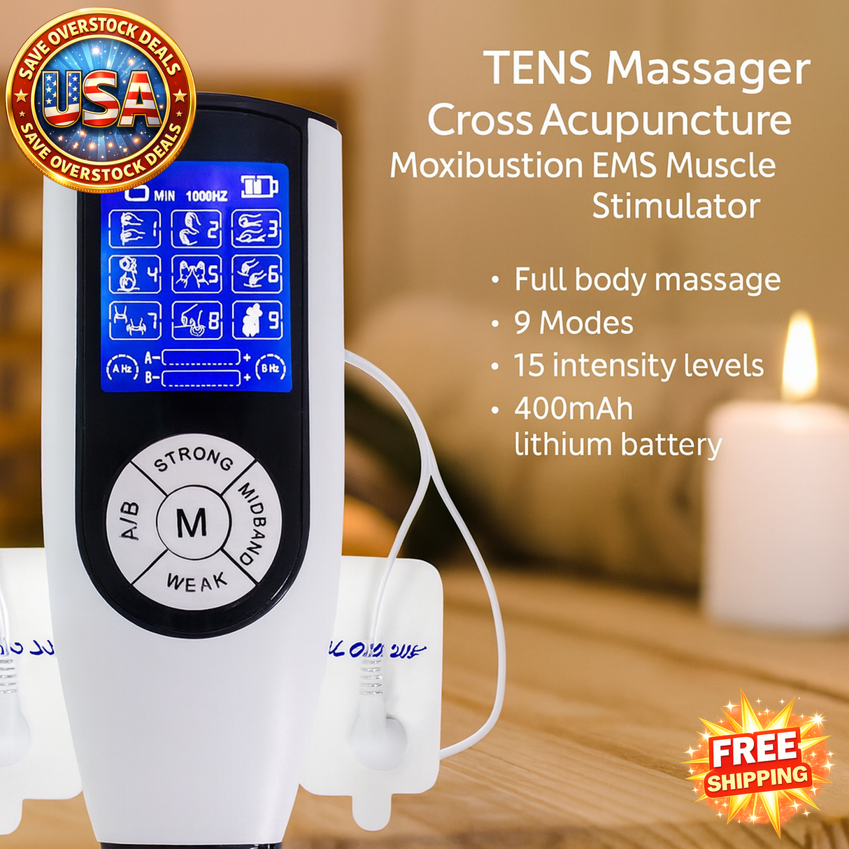 TENS Massager EMS Muscle Stimulator for Pain Relief Whole Body Massage