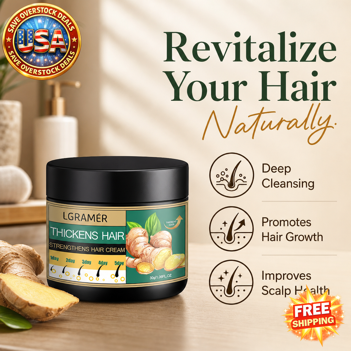 Ginger Hair Cream for Growth and Scalp Care