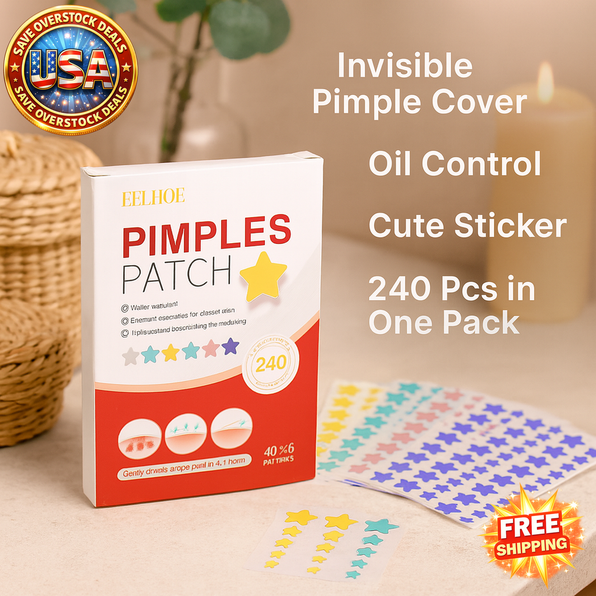 240pcs Invisible Acne Patches for Spot Treatment