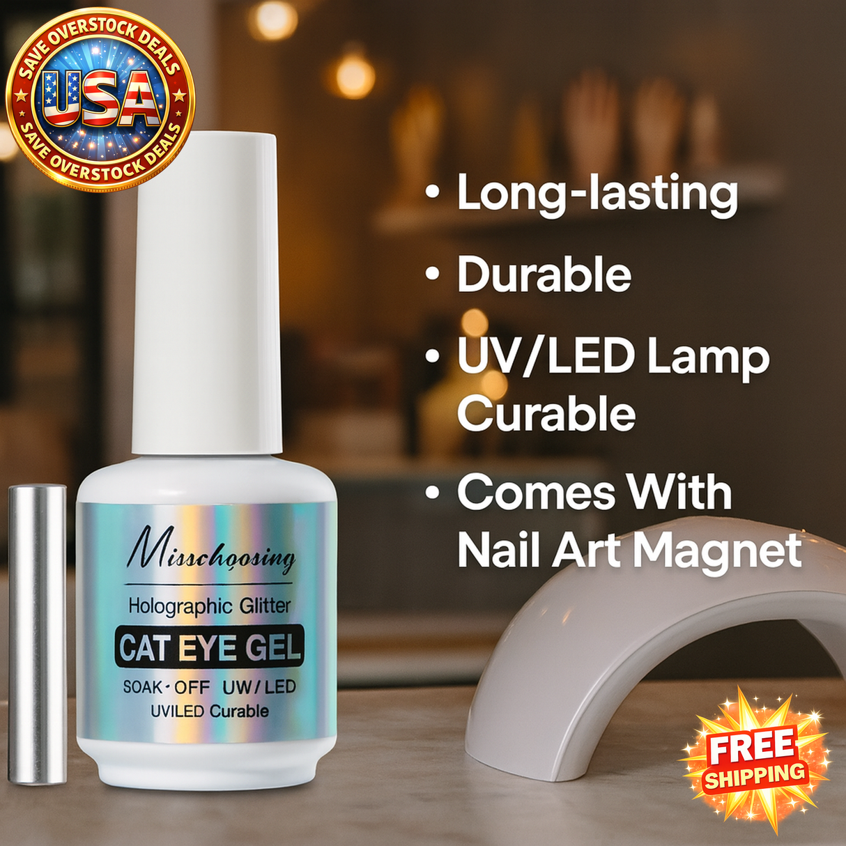 Holographic Glitter Cat Eye Gel Nail Polish 15ml - UV/LED Curable