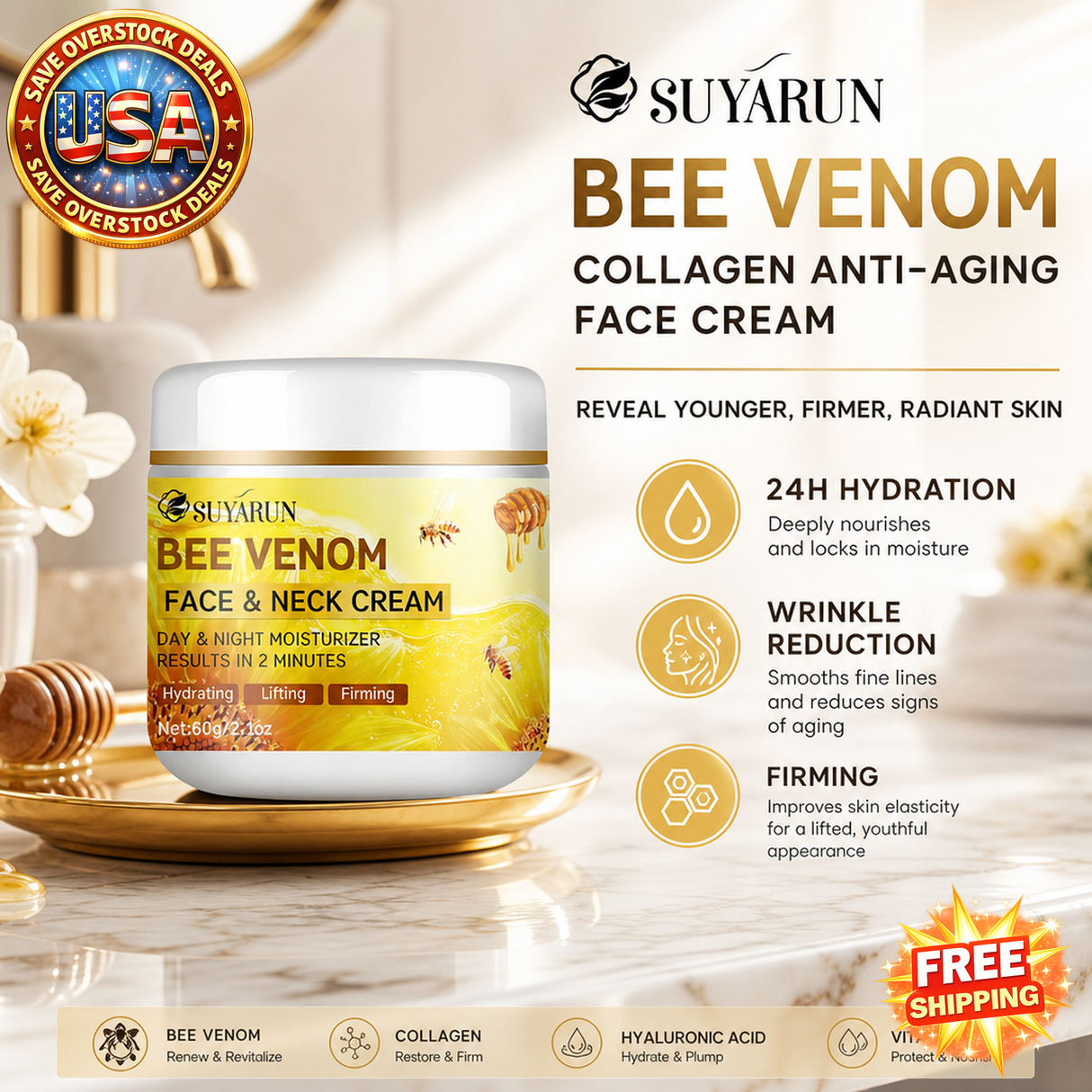 Bee Venom Collagen Anti-Aging Face Cream | 24H Hydration