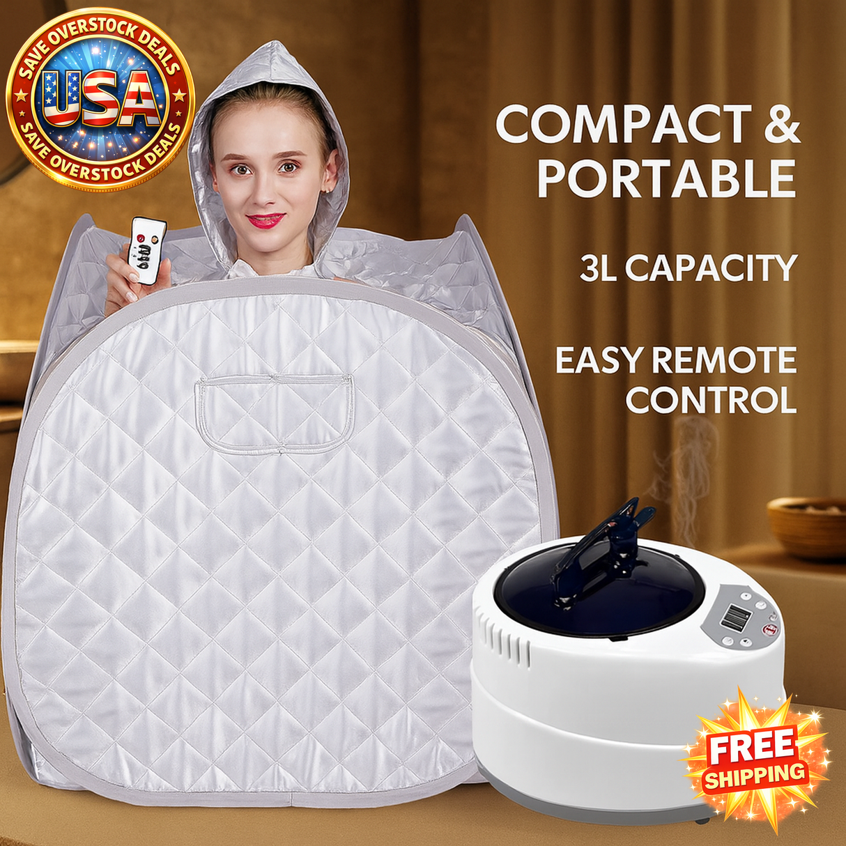 Portable Full Body Sauna Set with 3L Steamer & Remote Control