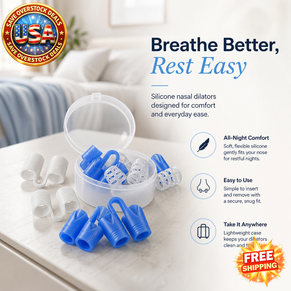 Silicone Anti Snore Nasal Dilators - Snoring Nose Clip, 4/8Pcs