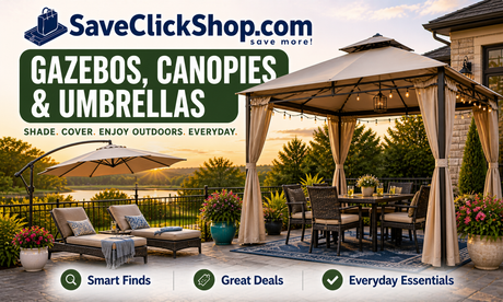 Gazebos, canopies and umbrellas collection featuring outdoor shade structures designed for patios, decks and backyard comfort in sun and light rain.