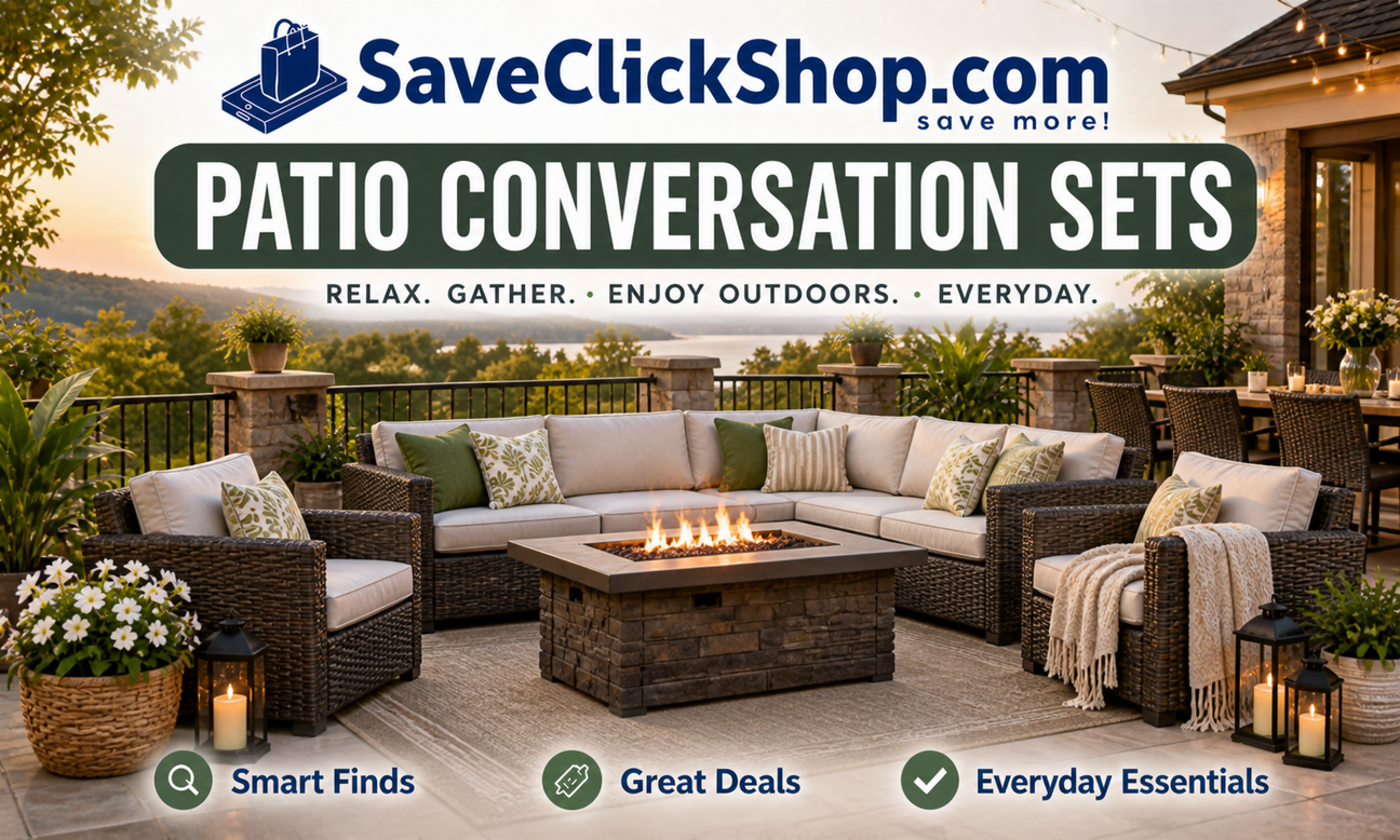 atio Conversation Sets collection featuring outdoor sofa and seating sets with fire pit table designed for relaxing, entertaining, and stylish backyard living.