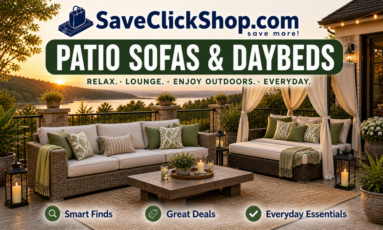 Patio sofas and daybeds collection featuring deep seating outdoor furniture and luxury lounge seating designed for relaxing, entertaining, and backyard comfort.