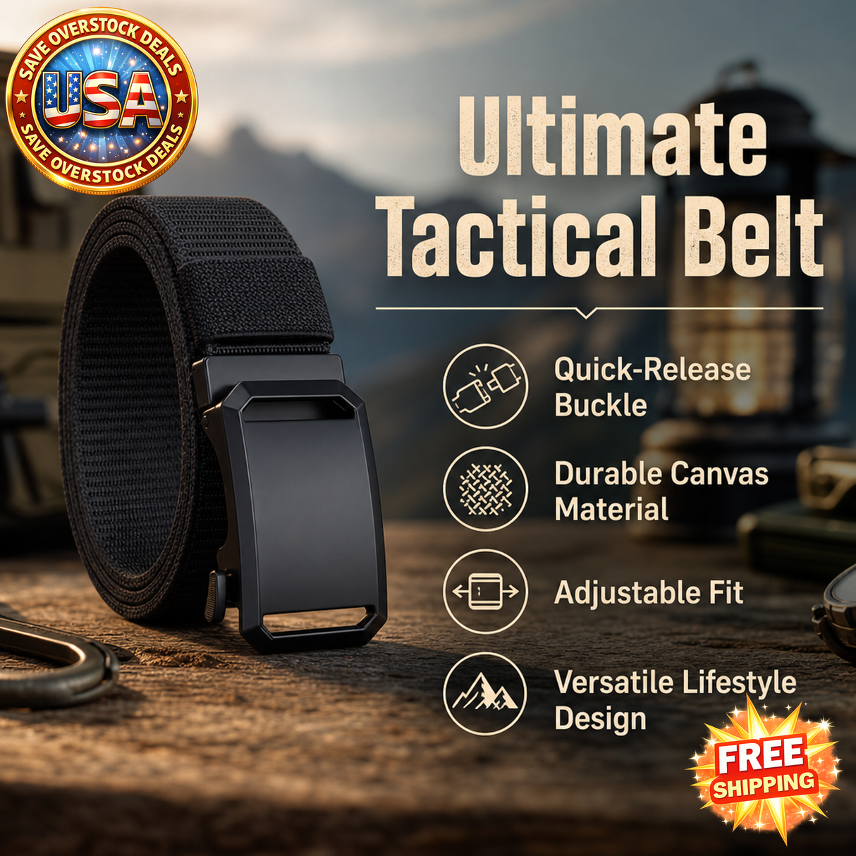 Automatic Buckle Canvas Tactical Belt for Men
