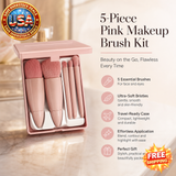 5-Piece Pink Makeup Brush Kit | Soft Synthetic Brushes