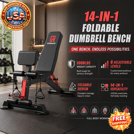 14-in-1 Foldable Dumbbell Bench with Adjustable Levels