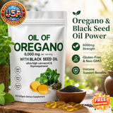 Organic Oregano Oil Capsules with Black Seed Oil, 6000mg