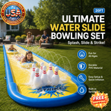 20FT Lawn Water Slide Bowling Game Set for Kids, Blue/Yellow