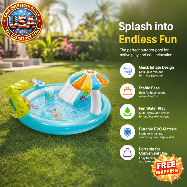Outdoor Inflatable Kiddie Pool with Quick-Inflate Design