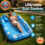 Inflatable Tanning Pool Lounger Float with Sprinkler