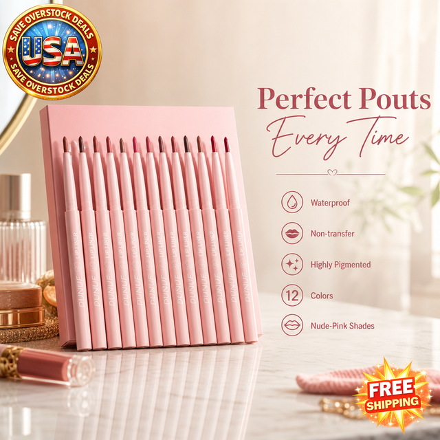 Matte Lip Liner Pencil Set - 12 Colors Waterproof Contour