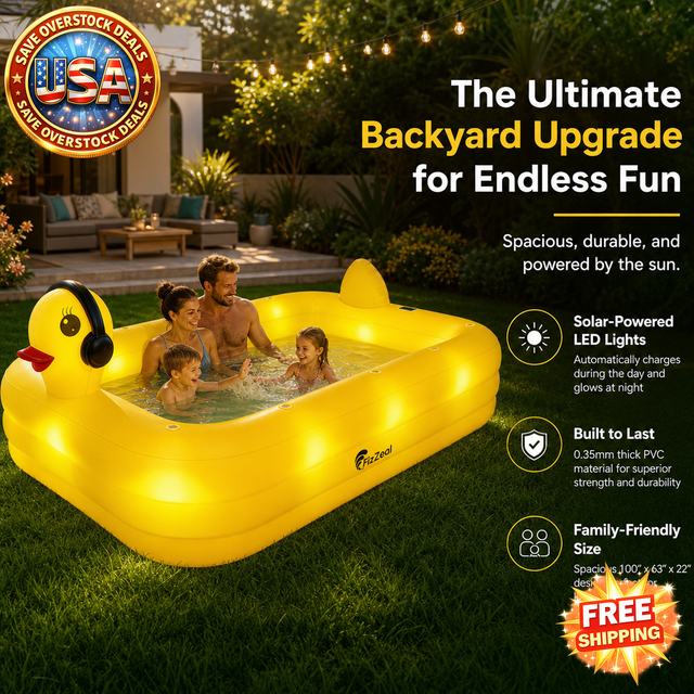 Inflatable Backyard Pool for Kids and Adults with Lights