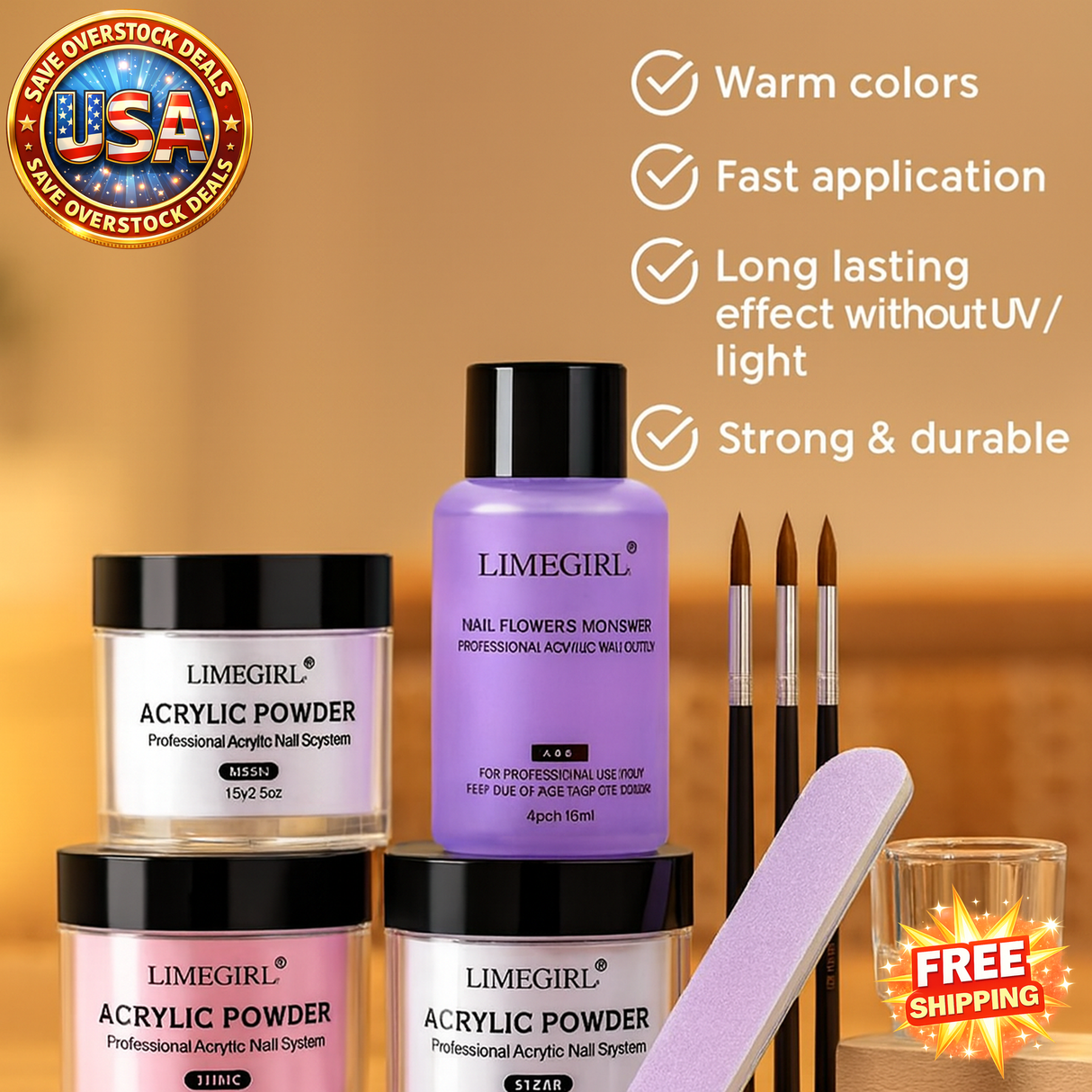 Nail Acrylic Powder & Liquid Monomer for Nail Art Kit